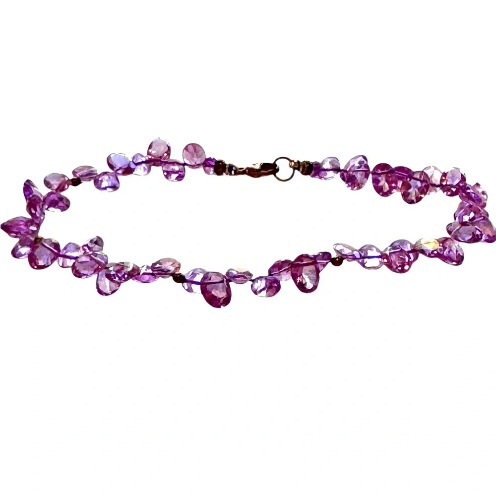 Elegant Purple Gemstone Flower Petal Bracelet. EUC